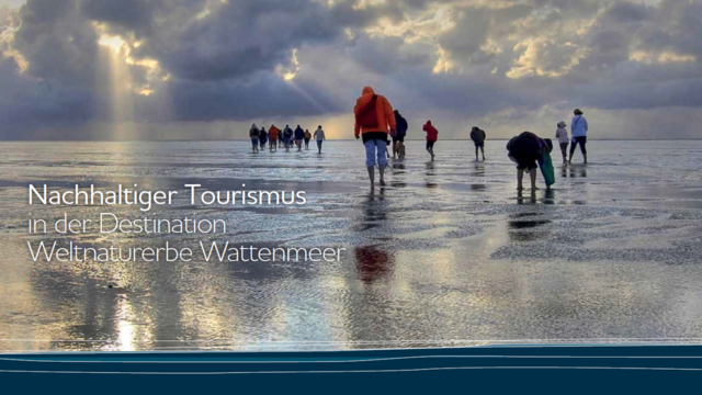 Screenshot of document title page with image of mudflat hikers on exposed mudflat with cloudy sky. © Frederico di Campo.